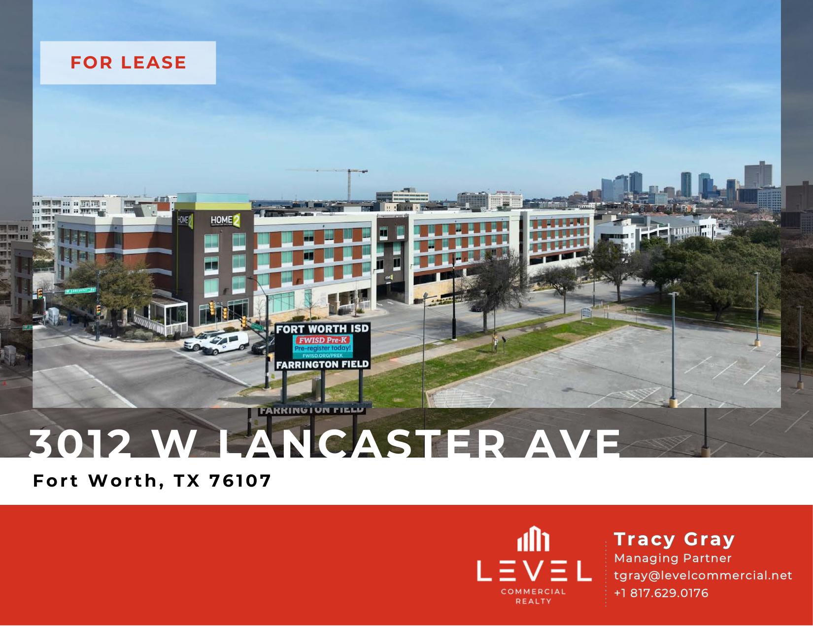 3012 W Lancaster Ave — corner retail/restaurant space at Home2 Suites